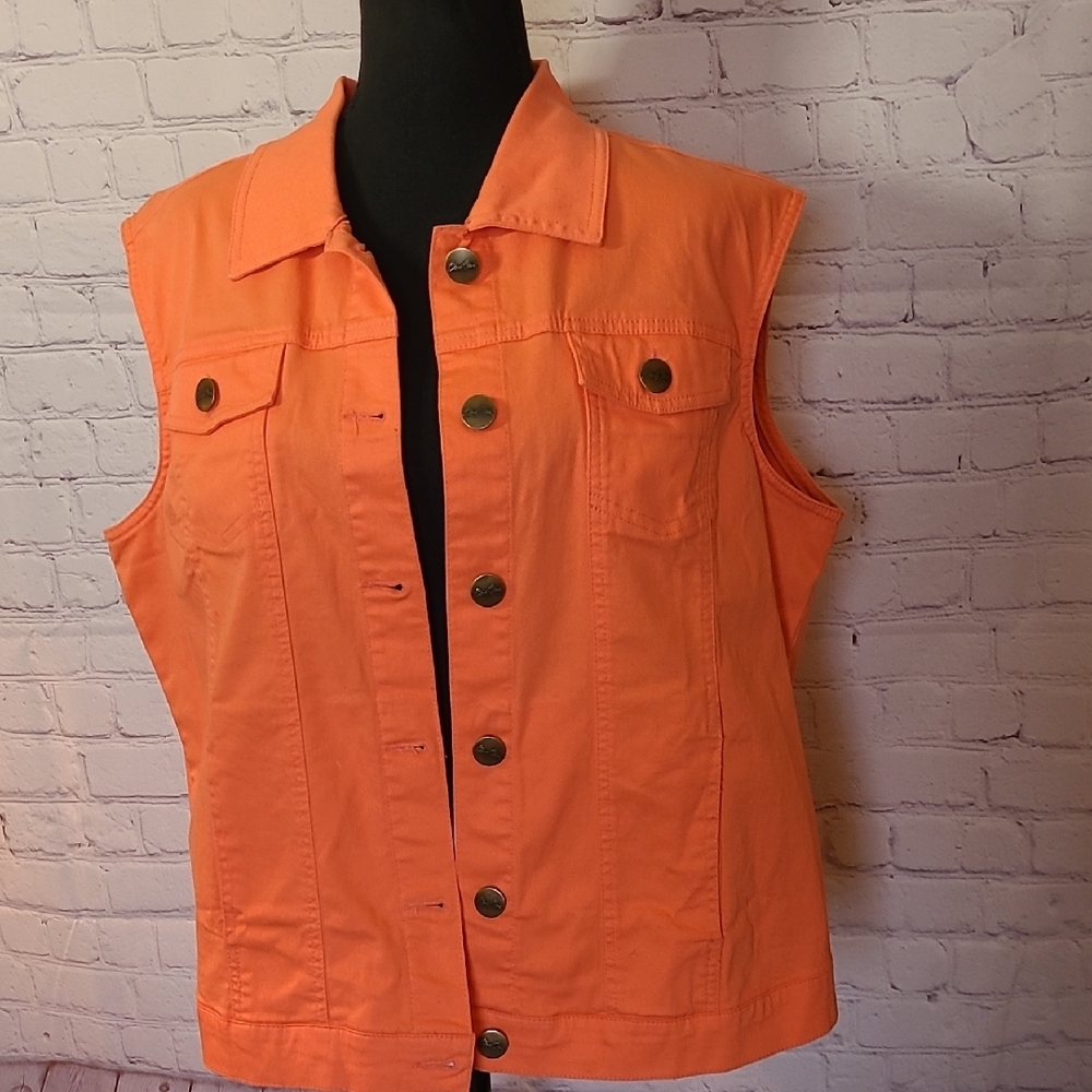 Bend Over Size 18 Tangerine Orange Denim Fashion Vest